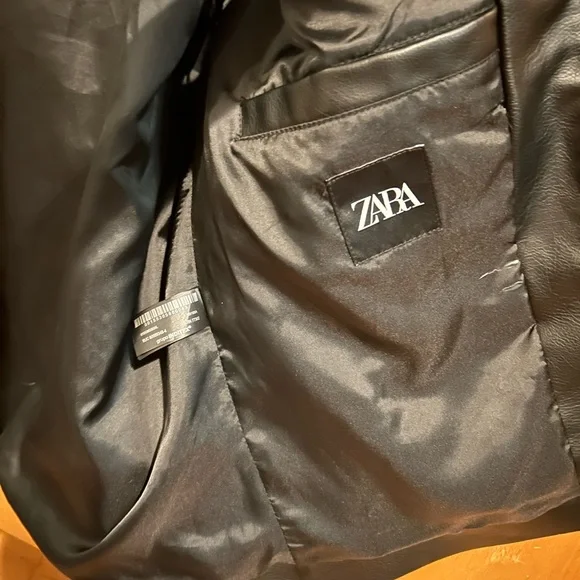 Faux Leather ZARA Man Men's Over Shirt Light Cool Classic Jacket LARGE - Picture 7 of 10